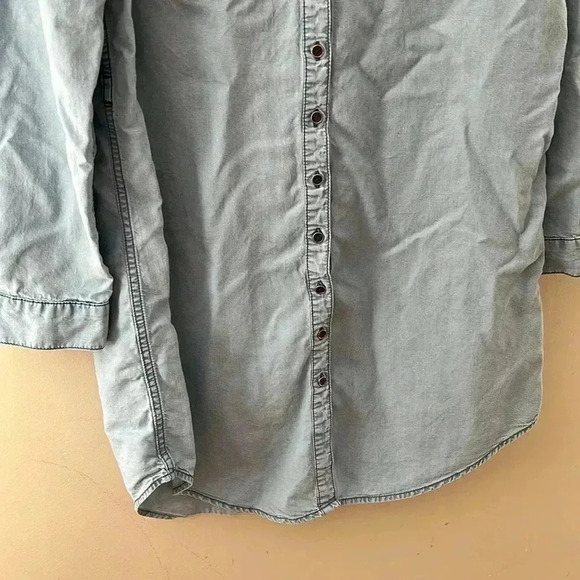 ❤️2/$40❤️[M]Parasuco Light Denim oversized Long Sleeve Button Tunic Dress Shirt - Picture 3 of 7